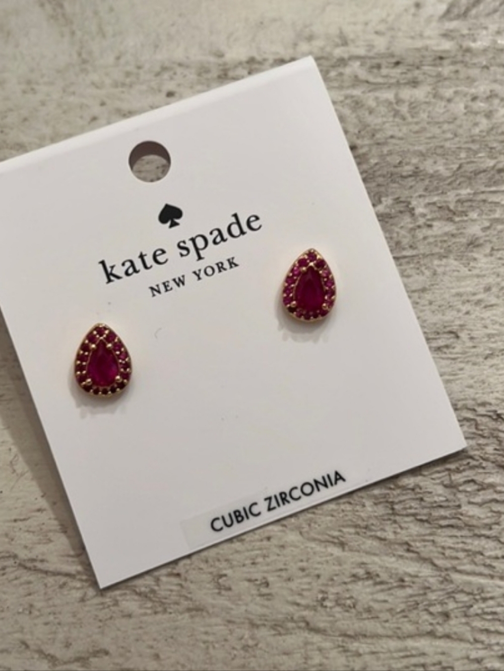 NWT Kate Spade Earrings LIGHT UP THE ROOM Pink Teardrop Stud